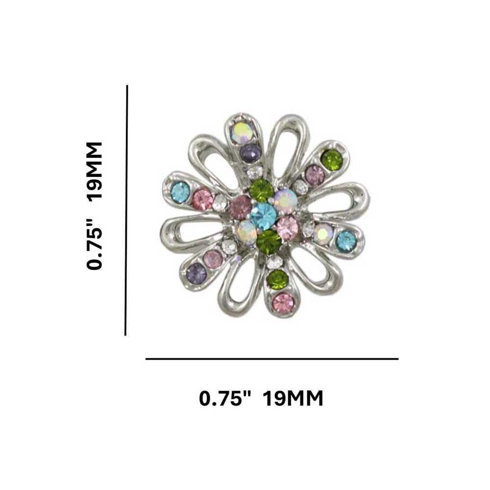 Flower with Assorted Crystals Stud Pierced Earring - REC402 - Lilylin Designs