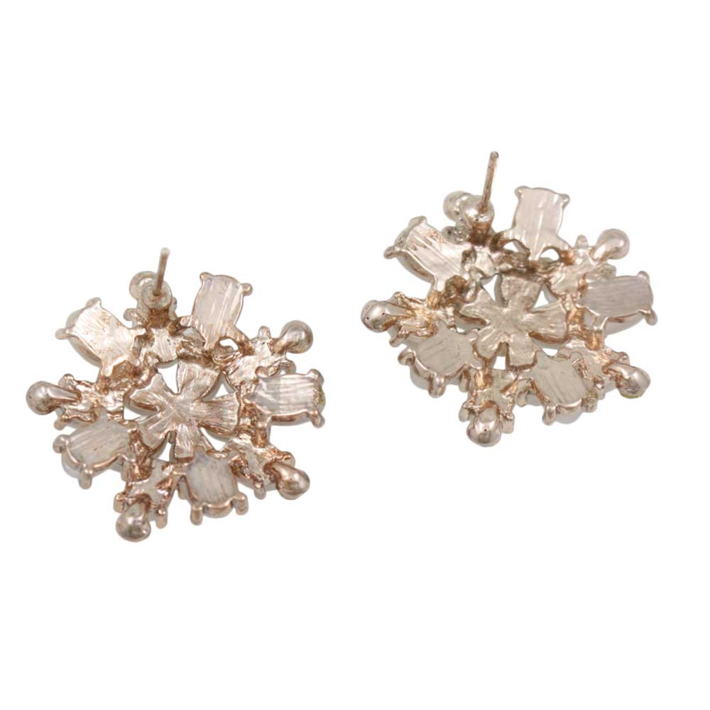Light Pink Cats Eye Flower Stud Pierced Earring - REC407 - Lilylin Designs