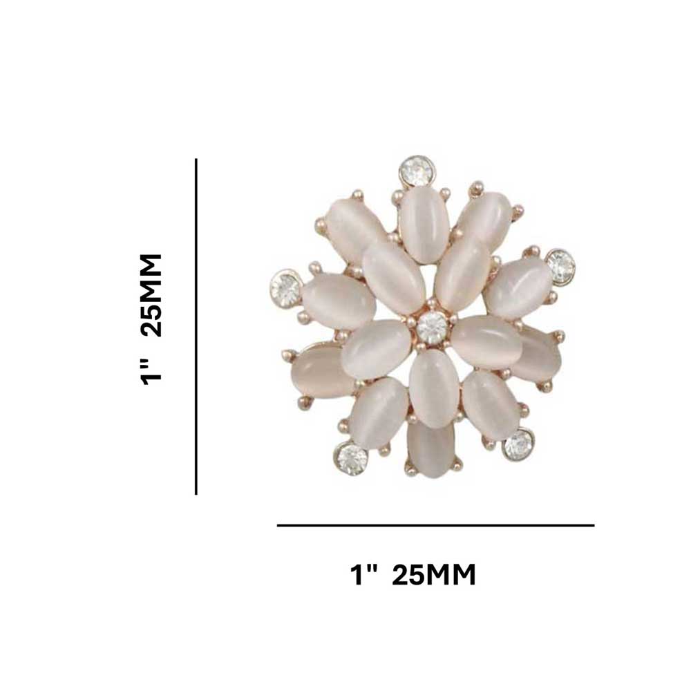 Light Pink Cats Eye Flower Stud Pierced Earring - REC407 - Lilylin Designs