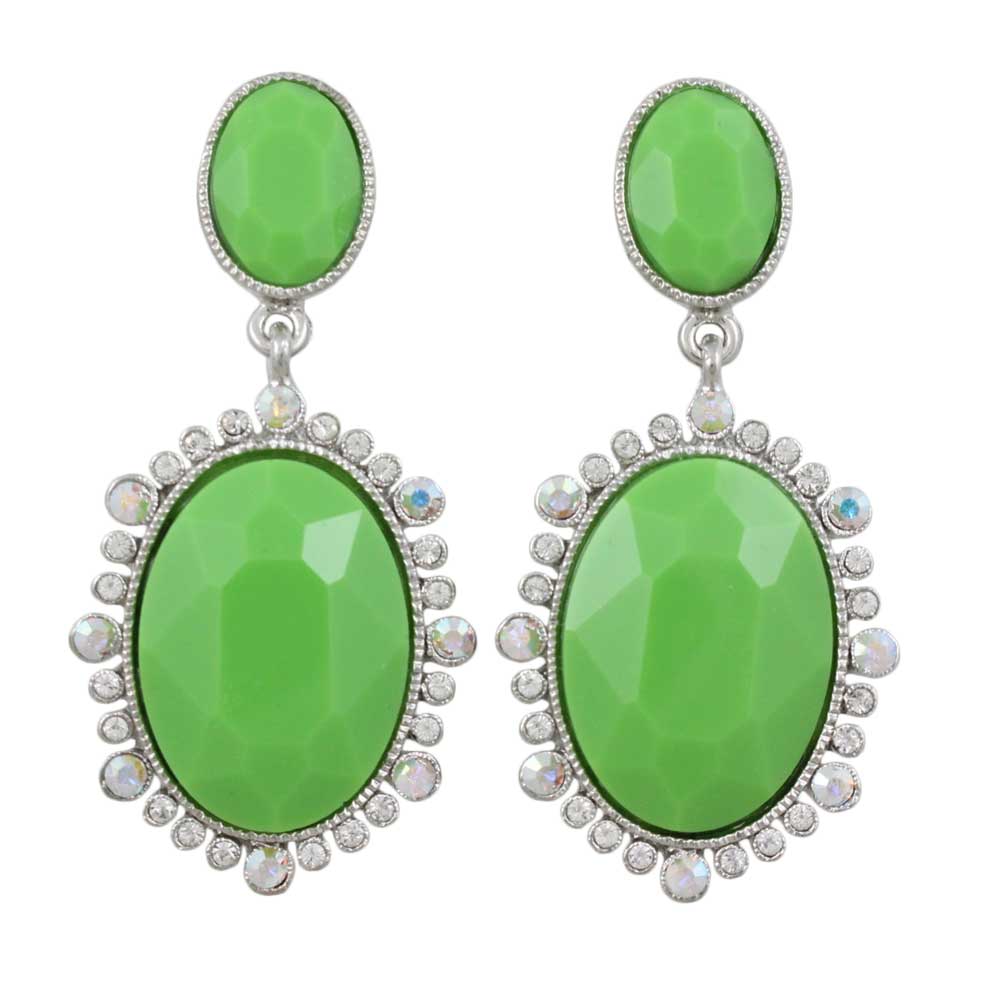 Lilylin Designs Lime Green Ovals with Crystals Clip On Earring