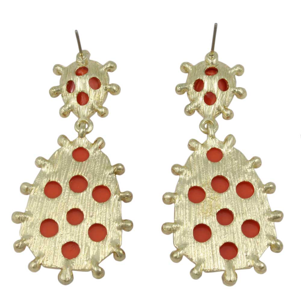 Orange Triangle with Clear Crystals Pierced Earring - REC415 - Lilylin Designs