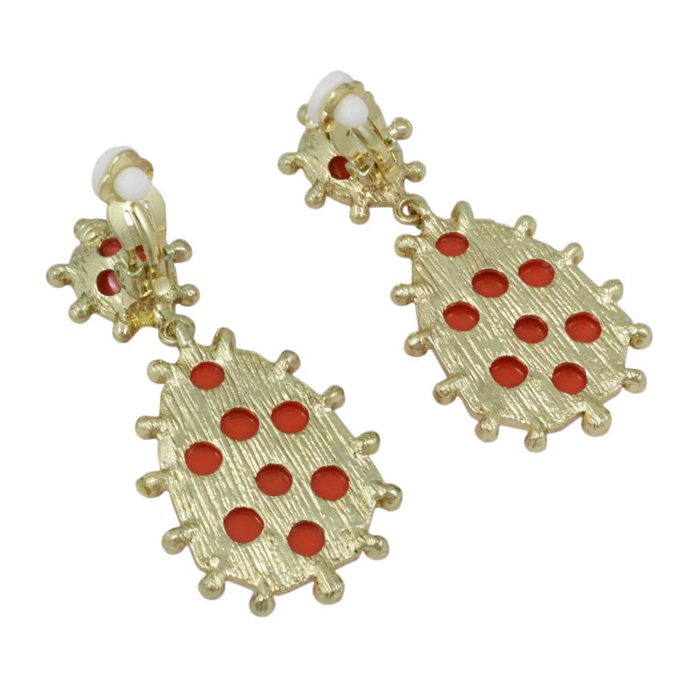 Orange Triangle with Clear Crystals Clip Earring - REC415C - Lilylin Designs
