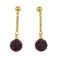 Dark Purple 6MM Crystal Ball Dangling Earring - REC422A - Lilylin Designs