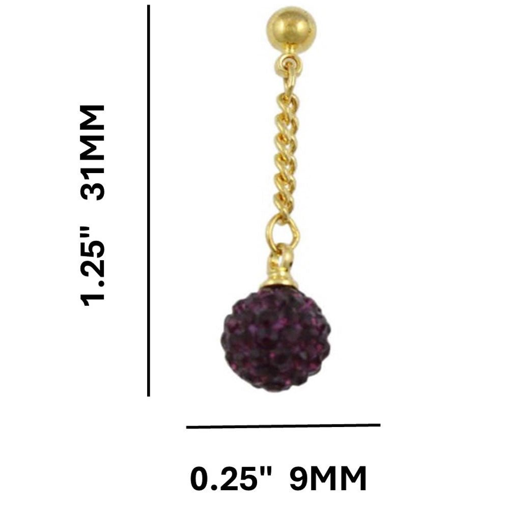 Dark Purple 6MM Crystal Ball Dangling Earring - REC422A - Lilylin Designs