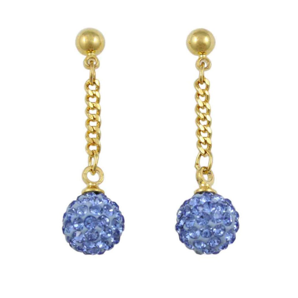 Blue 6MM Crystal Ball Dangling Earring - REC422B - Lilylin Designs