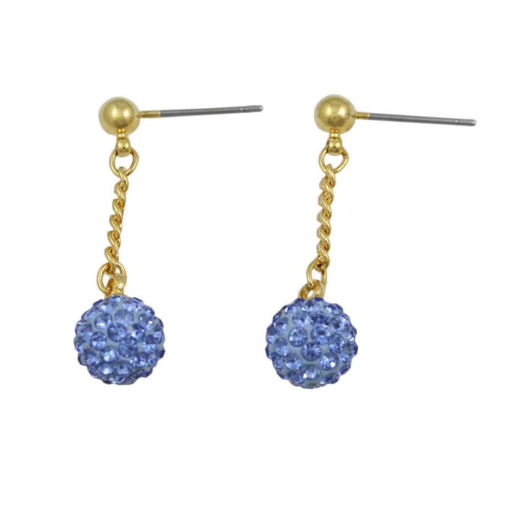 Blue 6MM Crystal Ball Dangling Earring - REC422B - Lilylin Designs