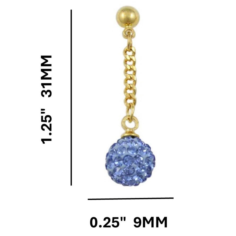 Blue 6MM Crystal Ball Dangling Earring - REC422B - Lilylin Designs