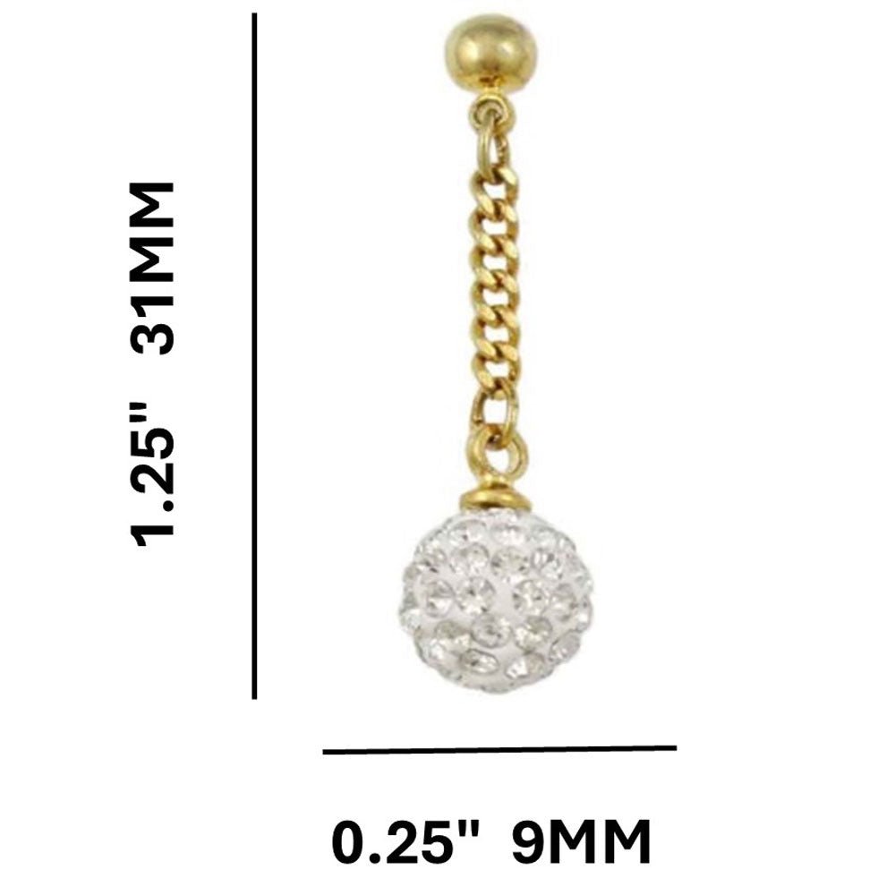 White 6MM Crystal Ball Dangling Earring - REC422C - Lilylin Designs