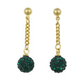Dark Green 6MM Crystal Ball Dangling Earring - REC422G - Lilylin Designs