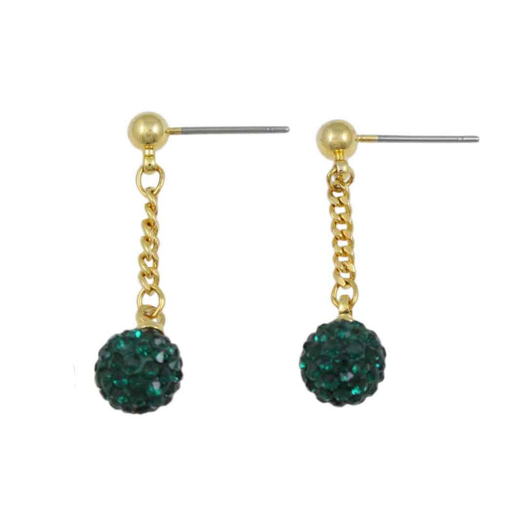 Dark Green 6MM Crystal Ball Dangling Earring - REC422G - Lilylin Designs