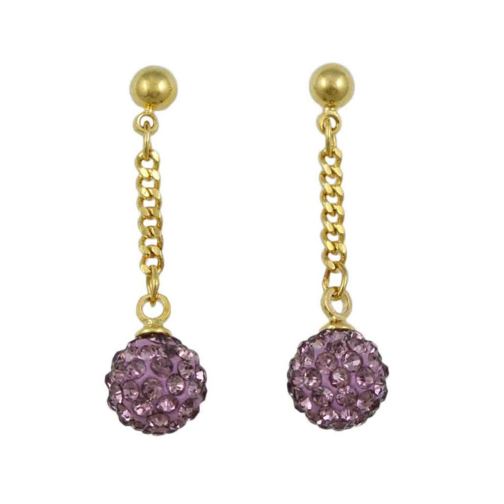 Light Purple 6MM Crystal Ball Dangling Earring - REC422P - Lilylin Designs
