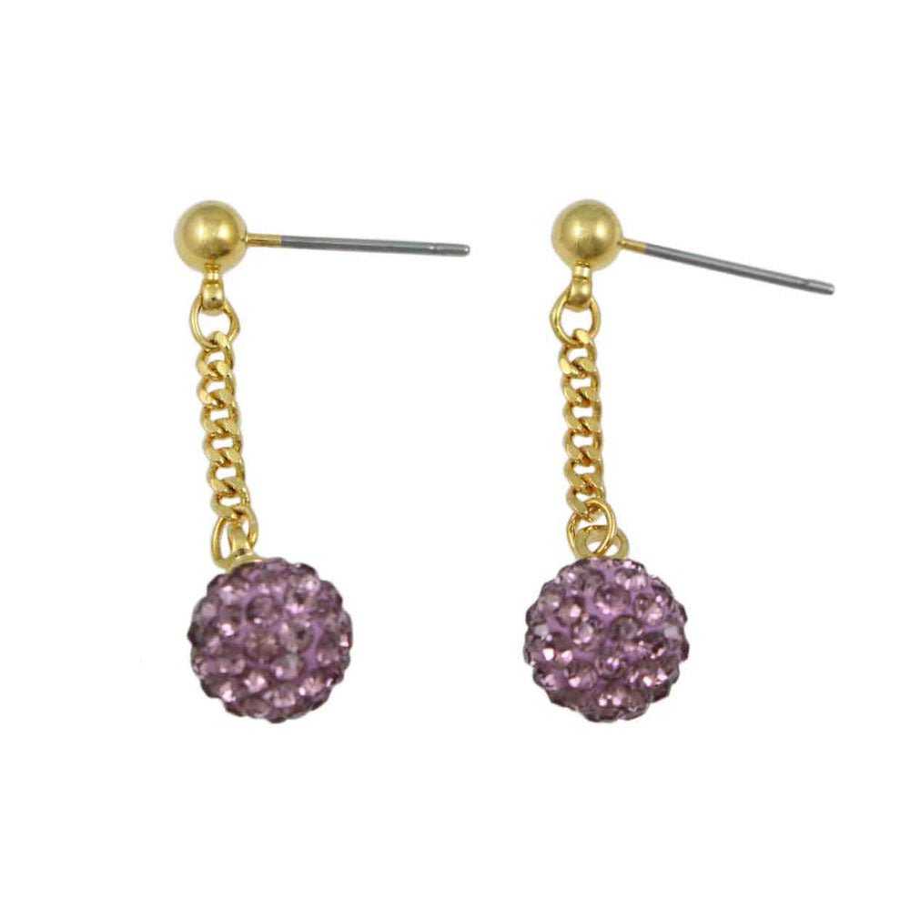 Light Purple 6MM Crystal Ball Dangling Earring - REC422P - Lilylin Designs