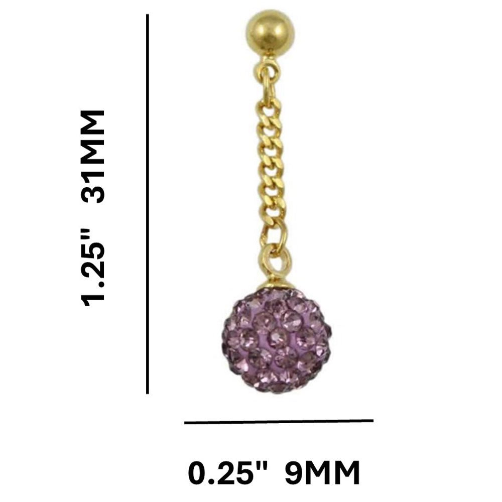 Light Purple 6MM Crystal Ball Dangling Earring - REC422P - Lilylin Designs