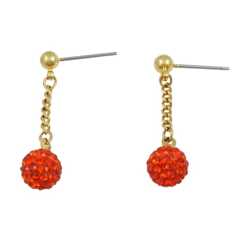 Red 6MM Crystal Ball Dangling Earring - REC422R - Lilylin Designs