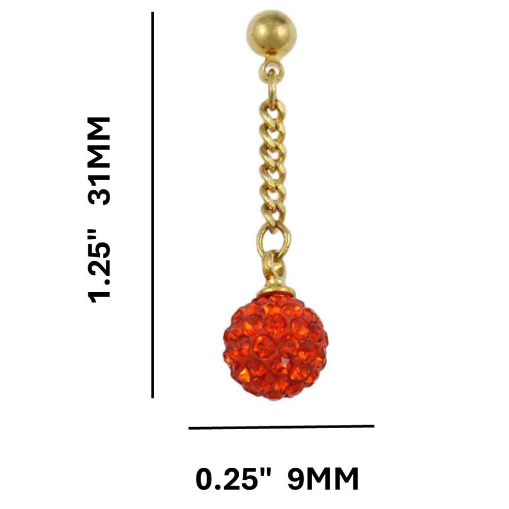 Red 6MM Crystal Ball Dangling Earring - REC422R - Lilylin Designs