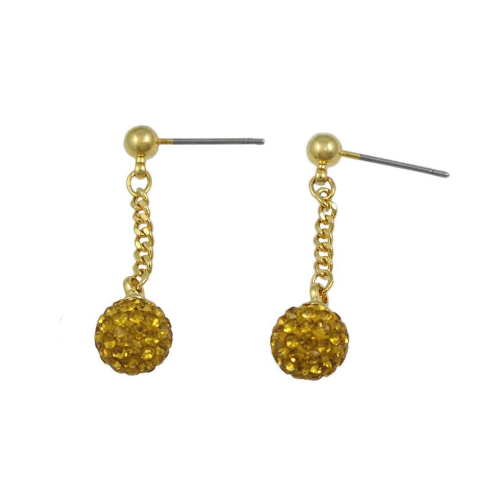 Golden 6MM Crystal Ball Dangling Earring - REC422T - Lilylin Designs