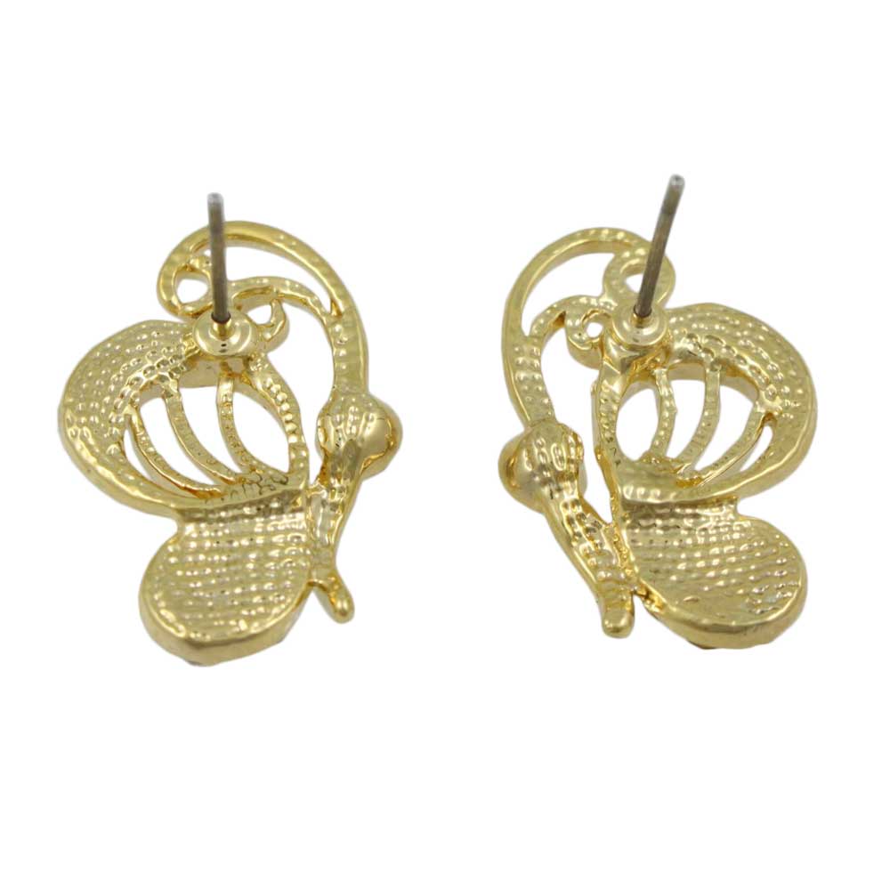 Pastel Crystal Profile Butterfly Stud Pierced Earring - REC425 - Lilylin Designs