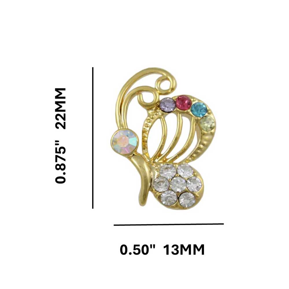 Pastel Crystal Profile Butterfly Stud Pierced Earring - REC425 - Lilylin Designs