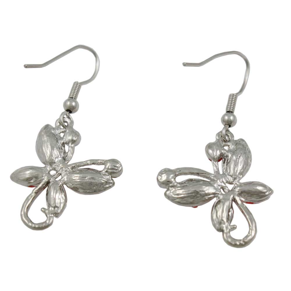 Red Crystal Dangling Butterfly Pierced Earring - REC429 - Lilylin Designs