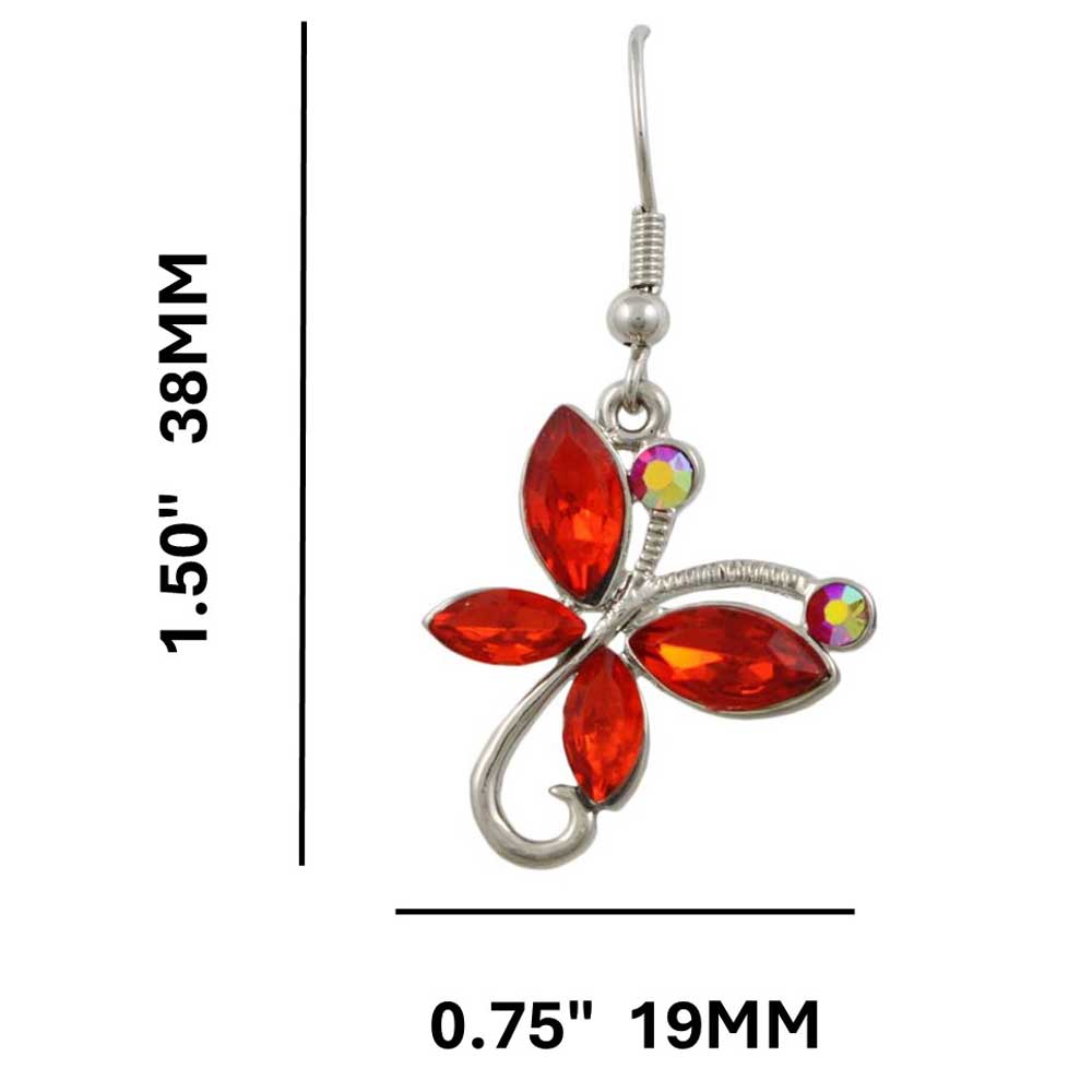 Red Crystal Dangling Butterfly Pierced Earring - REC429 - Lilylin Designs