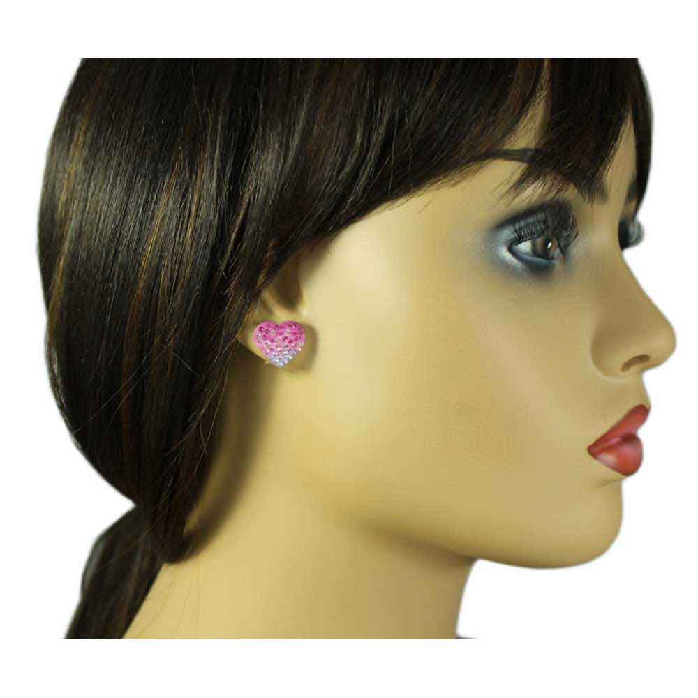 Pink and Purple Crystal Heart Clip Earring - REC502AC - Lilylin Designs