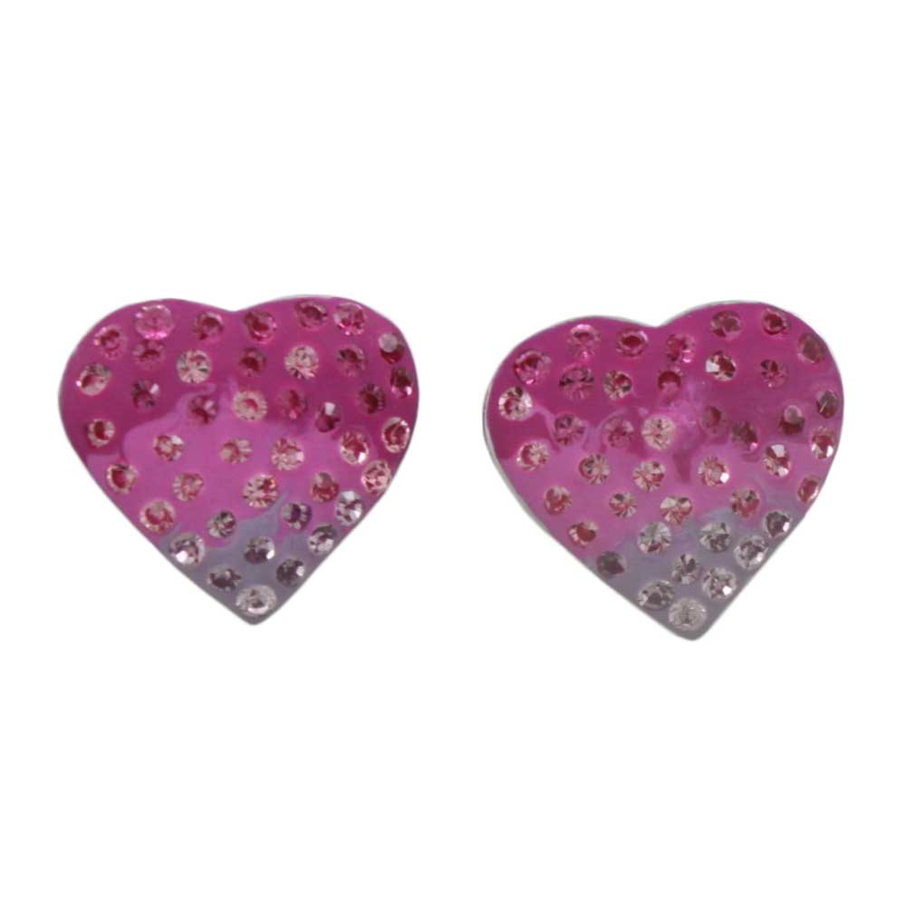 Pink and Purple Crystal Heart Pierced Earring - REC502A - Lilylin Designs