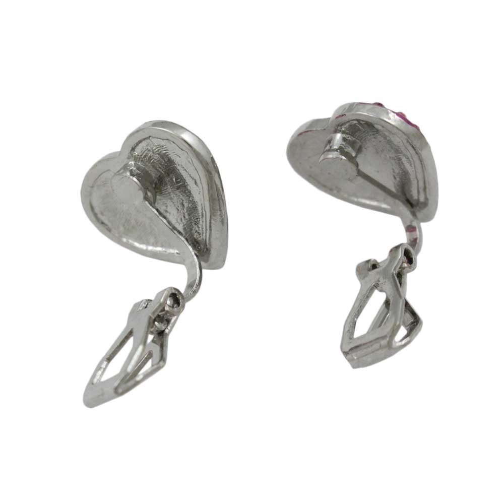 Pink and Purple Crystal Heart Clip Earring - REC502AC - Lilylin Designs