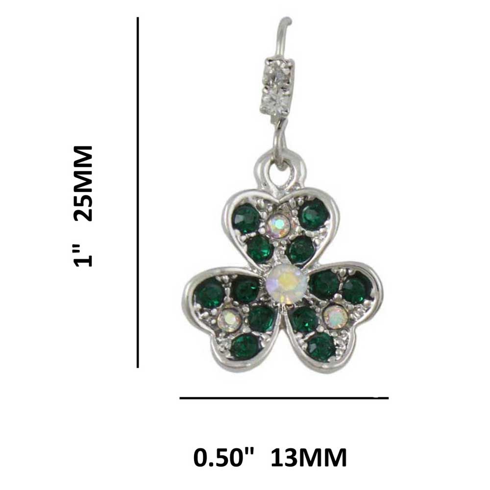 Green Crystal Shamrock Clover Dangling Earring - REC510 - Lilylin Designs
