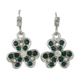 Green Crystal Shamrock Clover Dangling Earring - REC510 - Lilylin Designs
