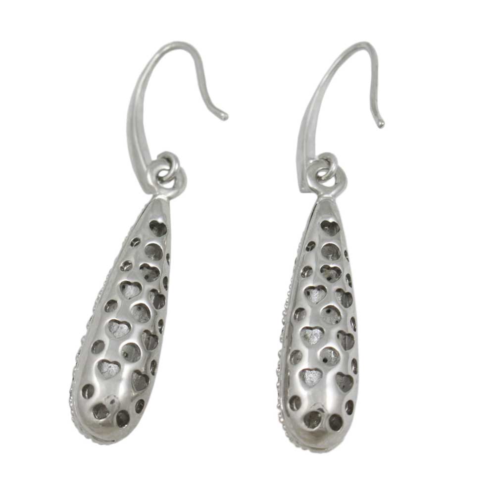 Silver Pave Crystal Teardrop Dangling Earring - REC524 - Lilylin Designs
