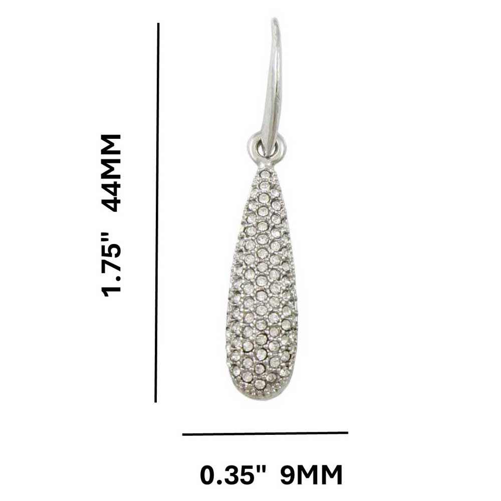Silver Pave Crystal Teardrop Dangling Earring - REC524 - Lilylin Designs