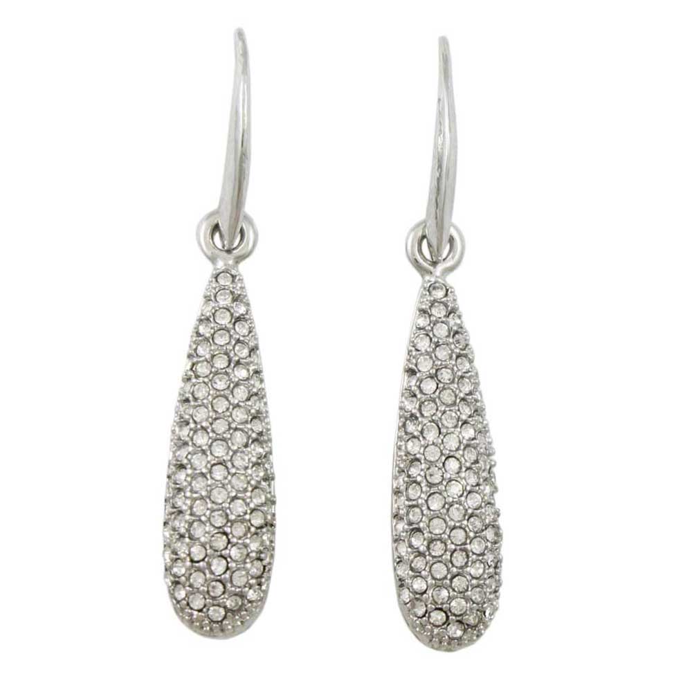 Silver Pave Crystal Teardrop Dangling Earring - REC524 - Lilylin Designs