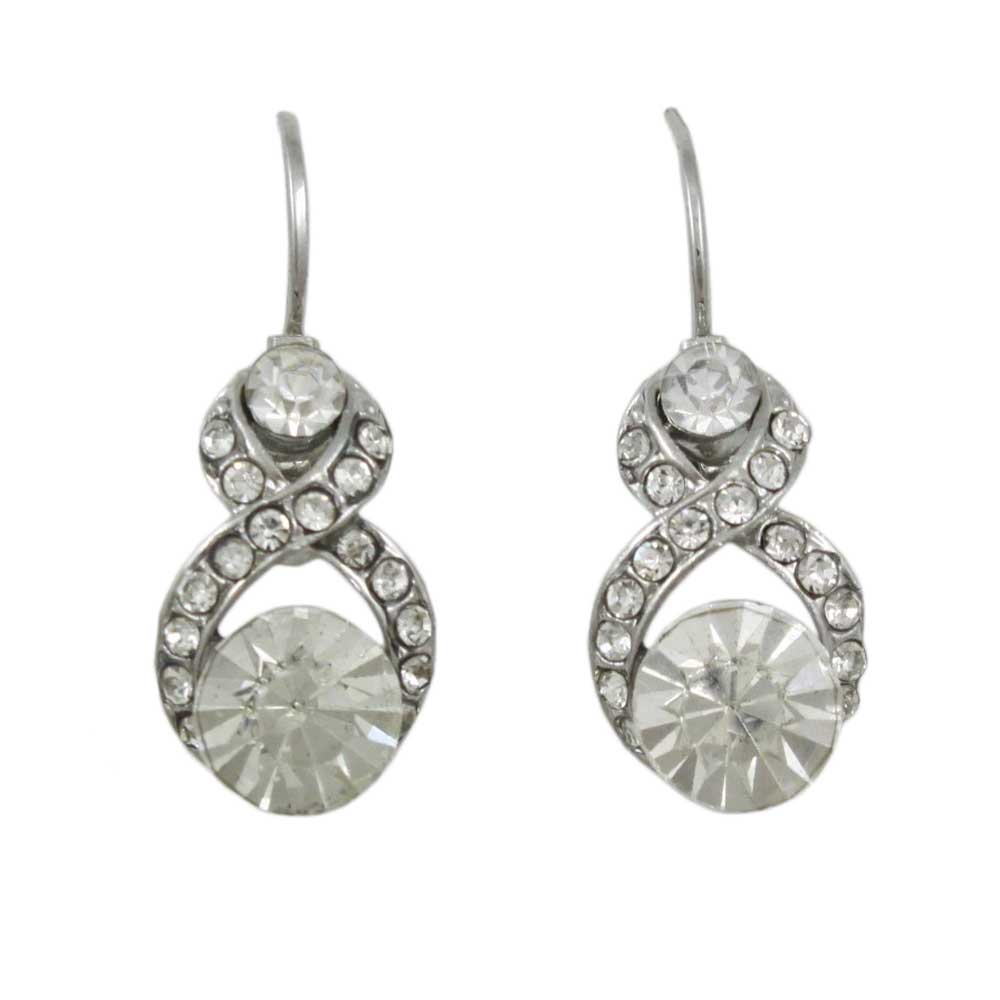 Silver Figure 8 with Clear Crystals Leverback Earring - REC525 - Lilylin Designs