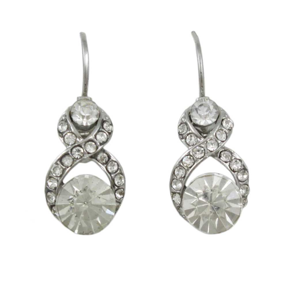 Lilylin Designs Silver Figure 8 with Clear Crystals Leverback Earring