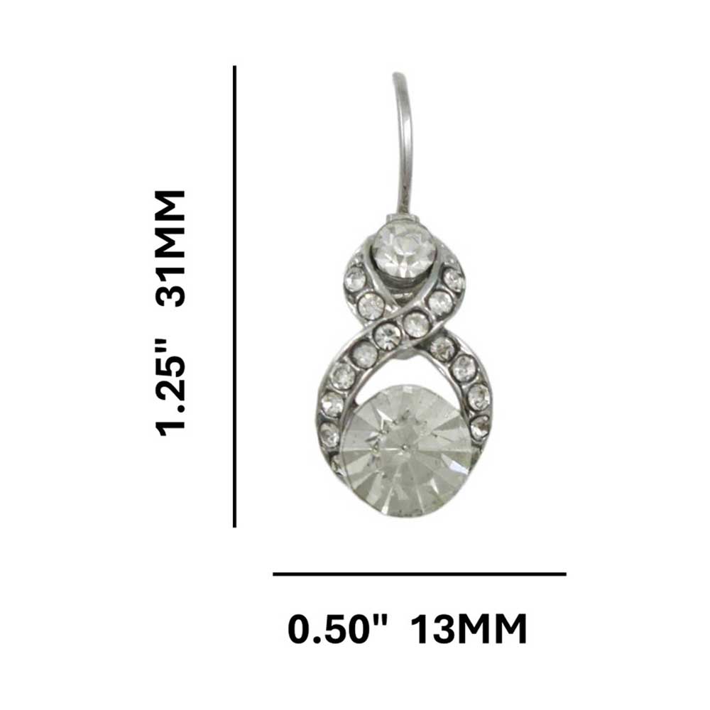 Silver Figure 8 with Clear Crystals Leverback Earring - REC525 - Lilylin Designs