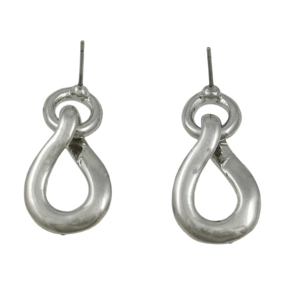 Circle with Dangling Pave Crystal Teardrop Pierced Earring - REC526 - Lilylin Designs