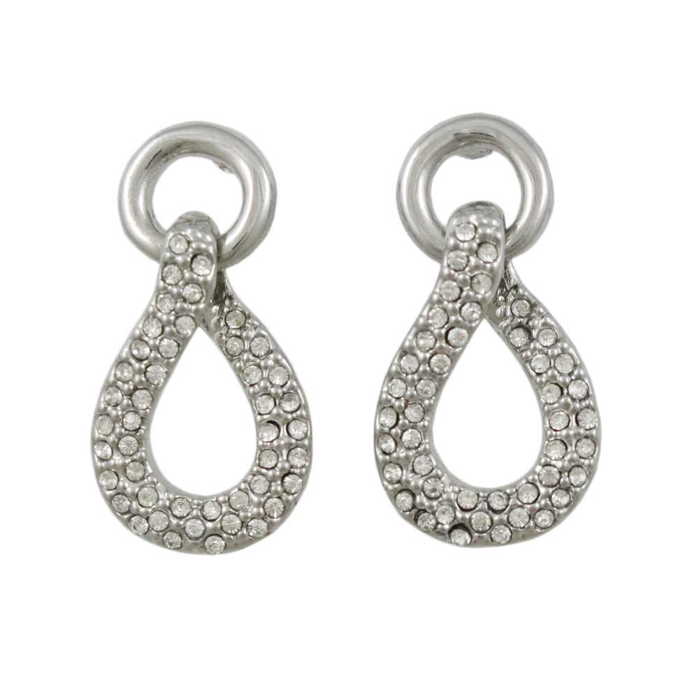 Circle with Dangling Pave Crystal Teardrop Pierced Earring - REC526 - Lilylin Designs