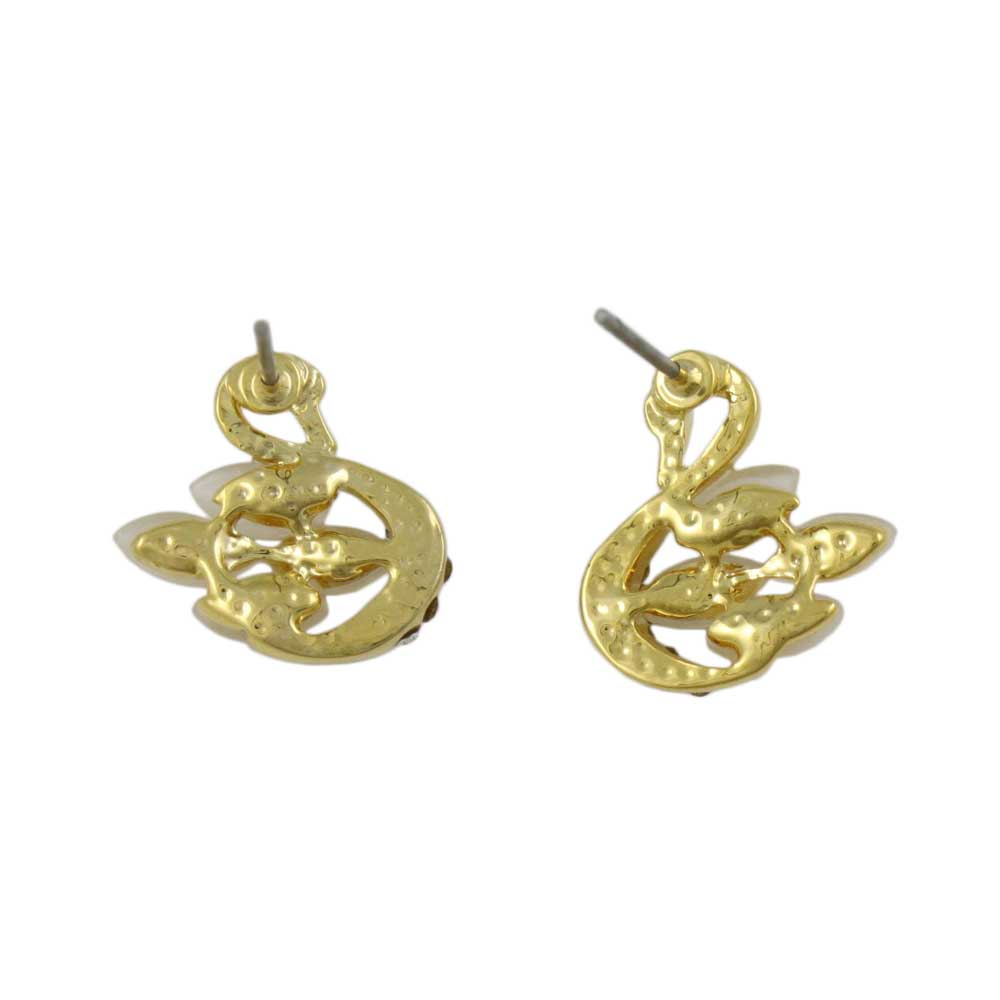 Cream Cats Eye Swan Stud Pierced Earring - REC528 - Lilylin Designs