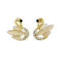 Cream Cats Eye Swan Stud Pierced Earring - REC528 - Lilylin Designs