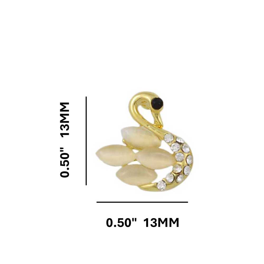 Cream Cats Eye Swan Stud Pierced Earring - REC528 - Lilylin Designs