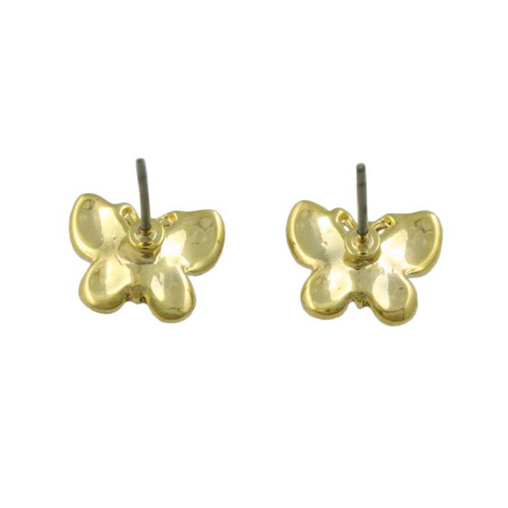 Tiny Light Brown Crystal Butterfly Stud Pierced Earring - REC532 - Lilylin Designs