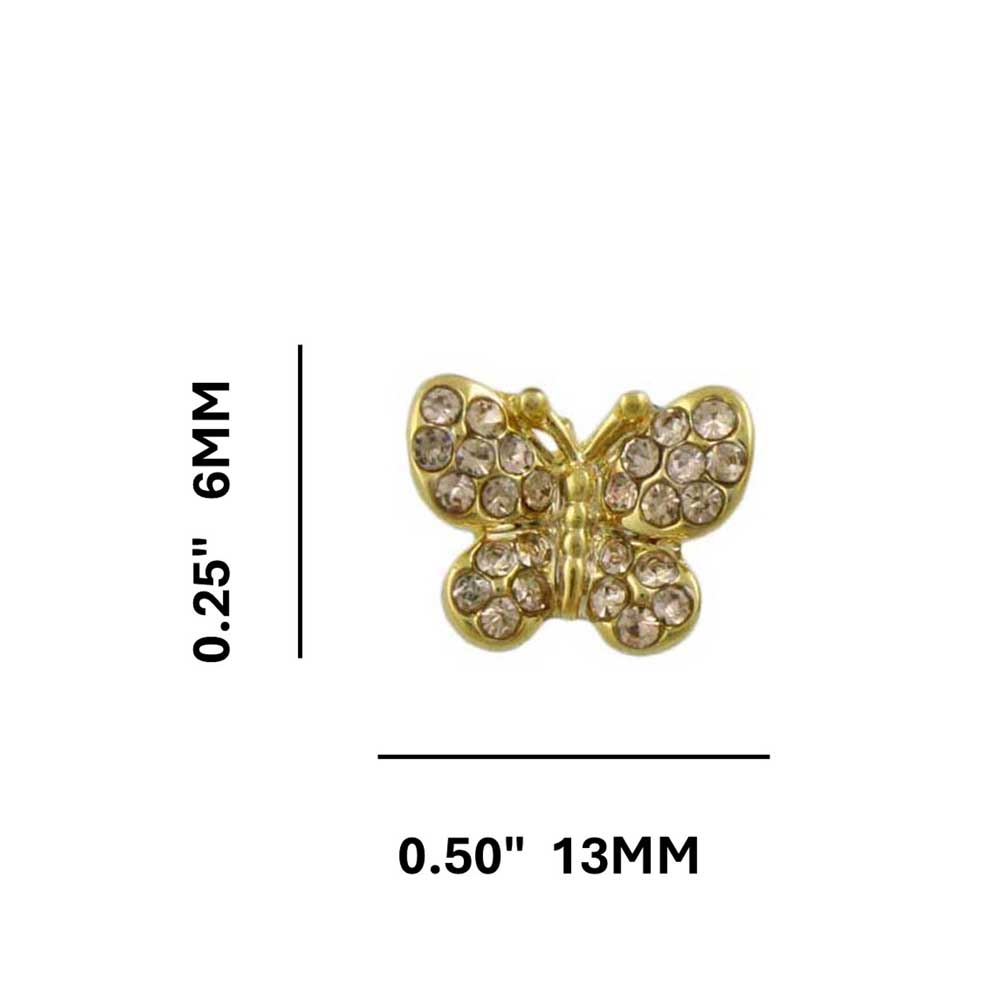 Tiny Light Brown Crystal Butterfly Stud Pierced Earring - REC532 - Lilylin Designs