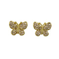 Tiny Light Brown Crystal Butterfly Stud Pierced Earring - REC532 - Lilylin Designs