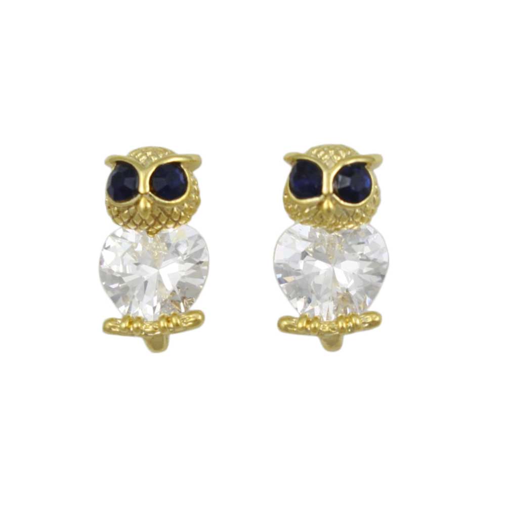 Tiny Crystal Owl Stud Pierced Earring - REC533 - Lilylin Designs