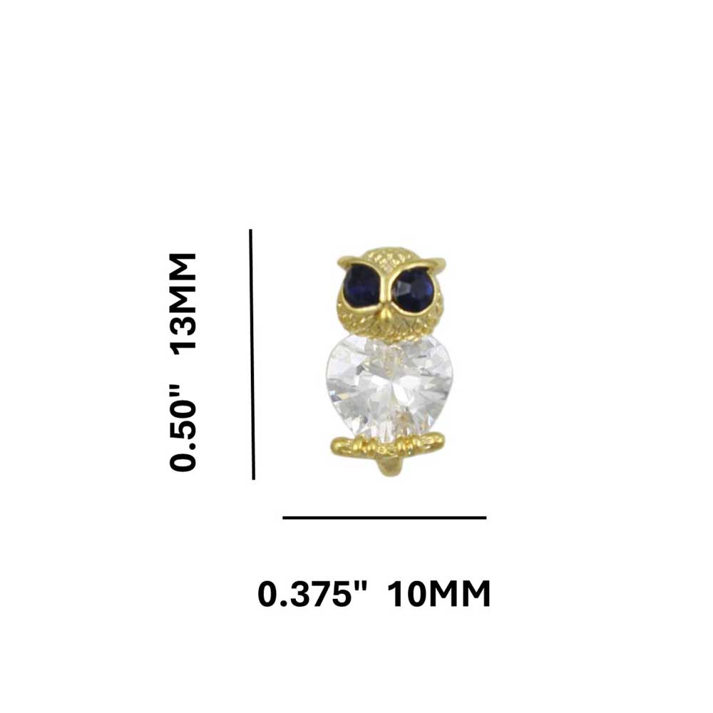 Tiny Crystal Owl Stud Pierced Earring - REC533 - Lilylin Designs