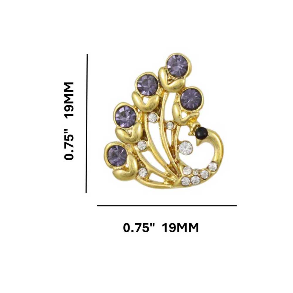 Purple Crystal Peacock Stud Pierced Earring - REC534 - Lilylin Designs