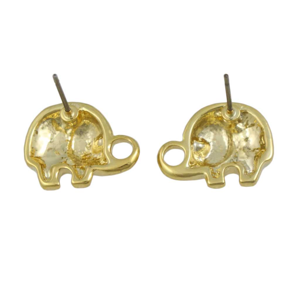 Small Gold Crystal Chubby Elephant Pierced Earring - REC535 - Lilylin Designs