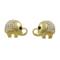 Small Gold Crystal Chubby Elephant Pierced Earring - REC535 - Lilylin Designs