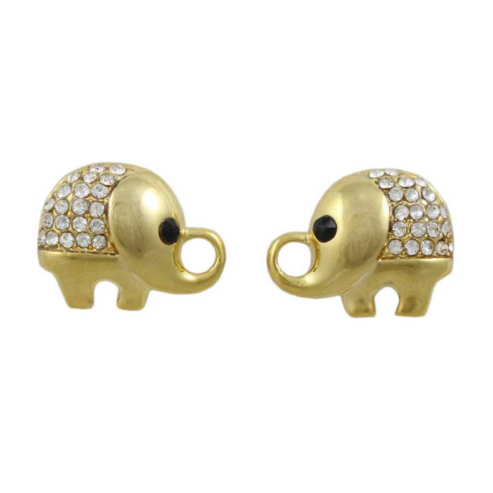 Lilylin Designs Small Gold Crystal Chubby Elephant Pierced Earring