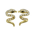 Gold and Crystal Hissing Snake Pierced Earring - REC536 - Lilylin Designs